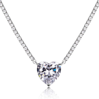 [Amore]8.0 Carat Versatile Colorful Sweet Heart-Shaped Tennis Necklace