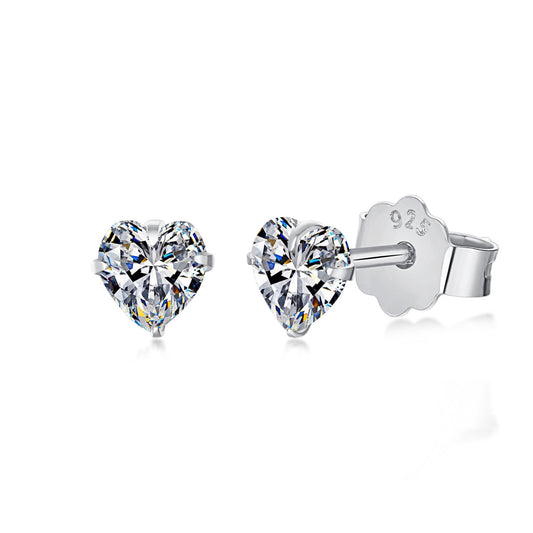 [Amore]Sparkling Heart Shaped Simple Earrings