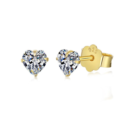 [Amore]Sparkling Heart Shaped Simple Earrings