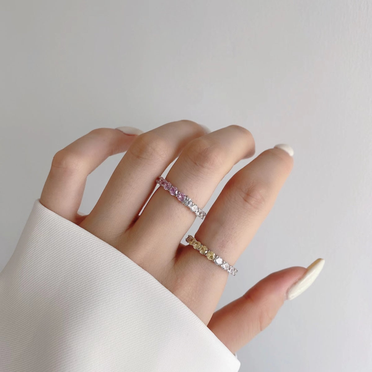 [Amore]Sparkling Round Cut Tennis Ring