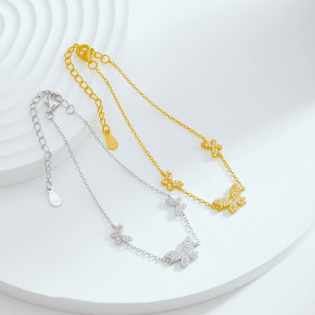 [Amore]Delicate Butterfly Pendant Bracelet