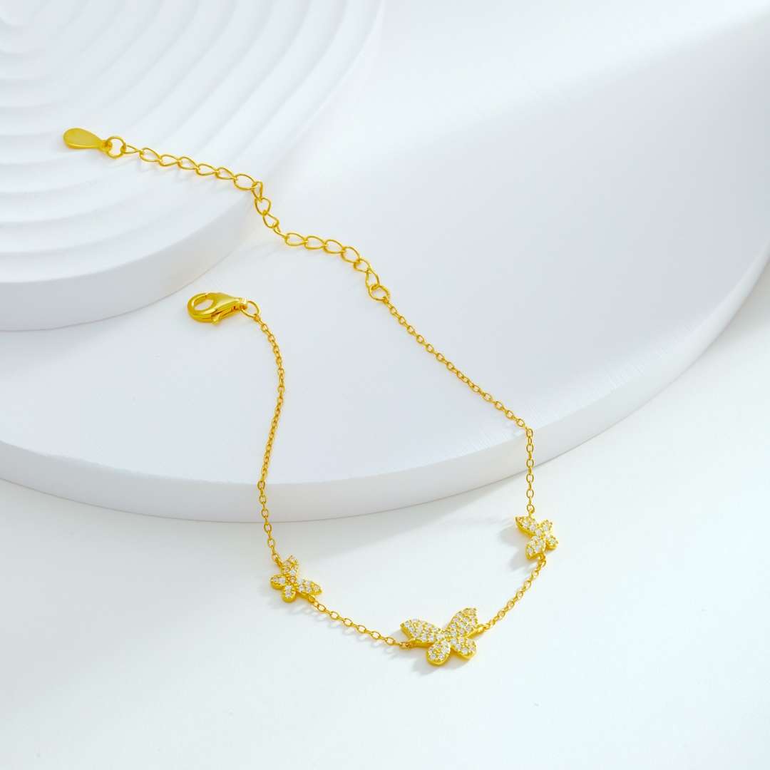 [Amore]Delicate Butterfly Pendant Bracelet