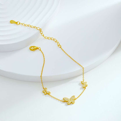 [Amore]Delicate Butterfly Pendant Bracelet