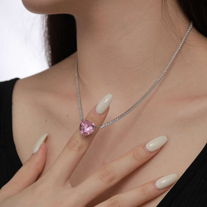 [Amore]8.0 Carat Versatile Colorful Sweet Heart-Shaped Tennis Necklace