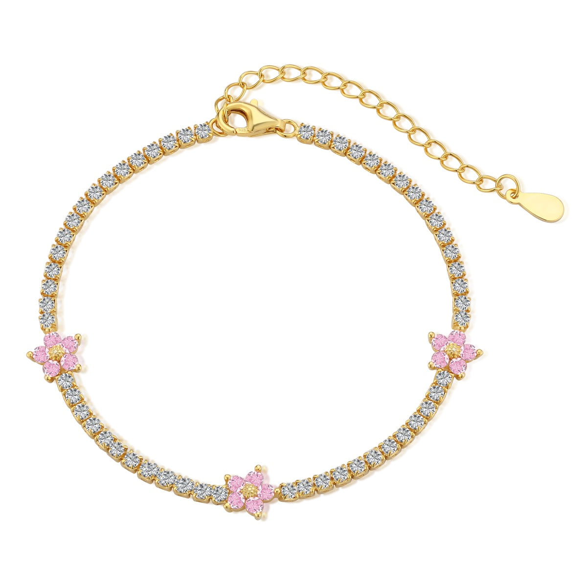 [Amore]Sparkling Flower Shape Tennis Bracelet
