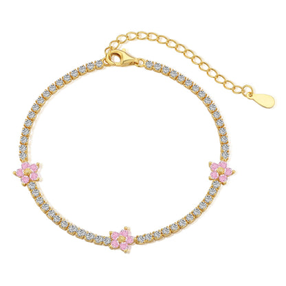 [Amore]Sparkling Flower Shape Tennis Bracelet