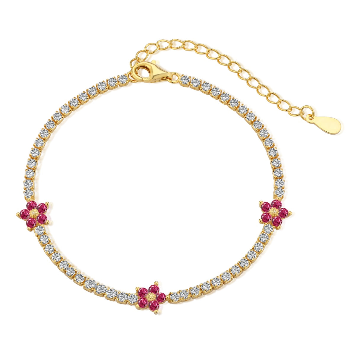 [Amore]Sparkling Flower Shape Tennis Bracelet
