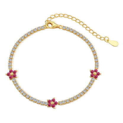 [Amore]Sparkling Flower Shape Tennis Bracelet