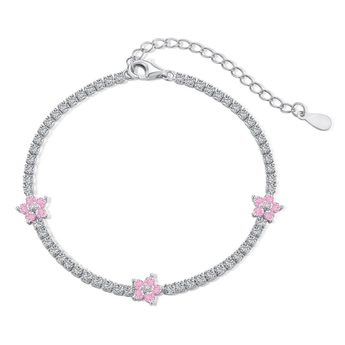 [Amore]Sparkling Flower Shape Tennis Bracelet