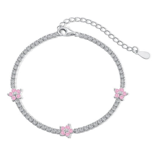 [Amore]Sparkling Flower Shape Tennis Bracelet