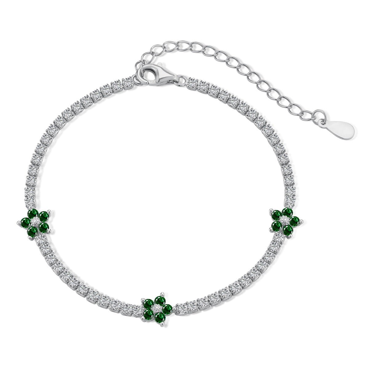 [Amore]Sparkling Flower Shape Tennis Bracelet