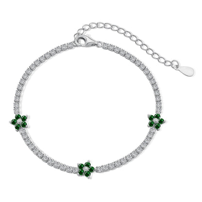 [Amore]Sparkling Flower Shape Tennis Bracelet