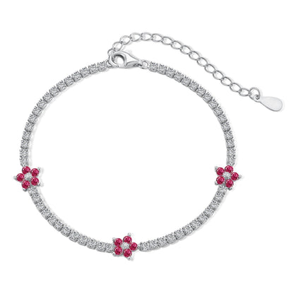 [Amore]Sparkling Flower Shape Tennis Bracelet