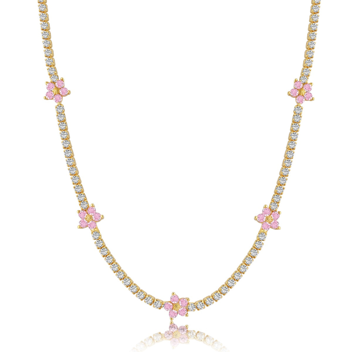 [Amore]Luxurious Colorful Flower Tennis Necklace