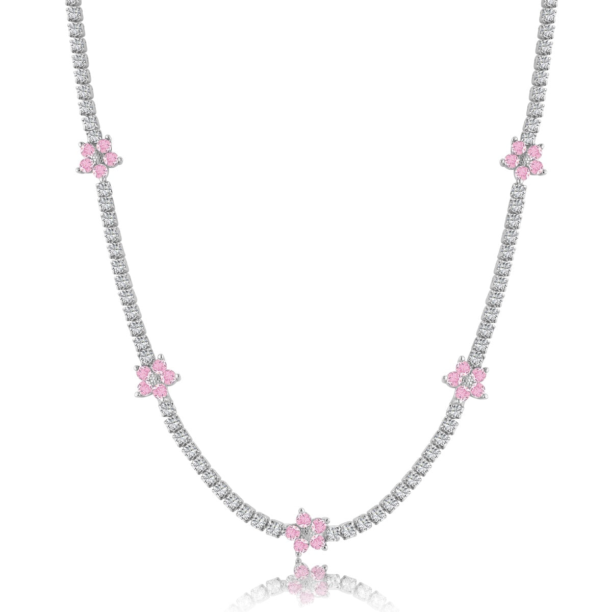 [Amore]Luxurious Colorful Flower Tennis Necklace