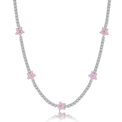 [Amore]Luxurious Colorful Flower Tennis Necklace