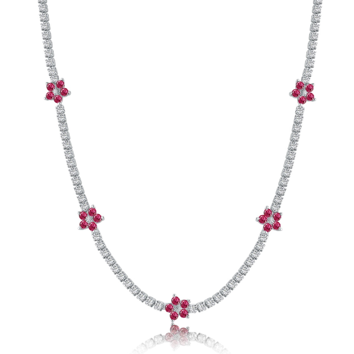 [Amore]Luxurious Colorful Flower Tennis Necklace