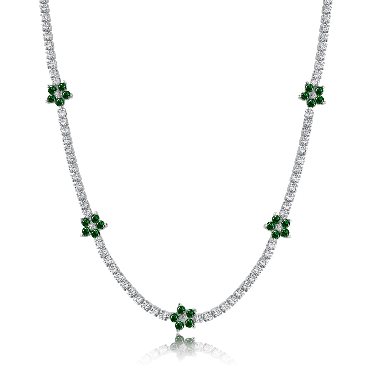 [Amore]Luxurious Colorful Flower Tennis Necklace