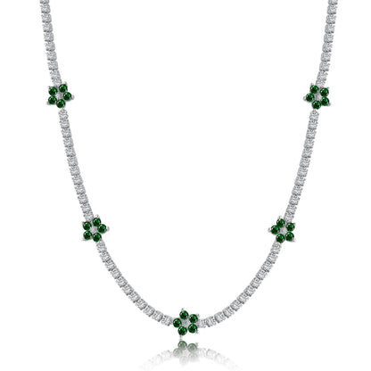 [Amore]Luxurious Colorful Flower Tennis Necklace