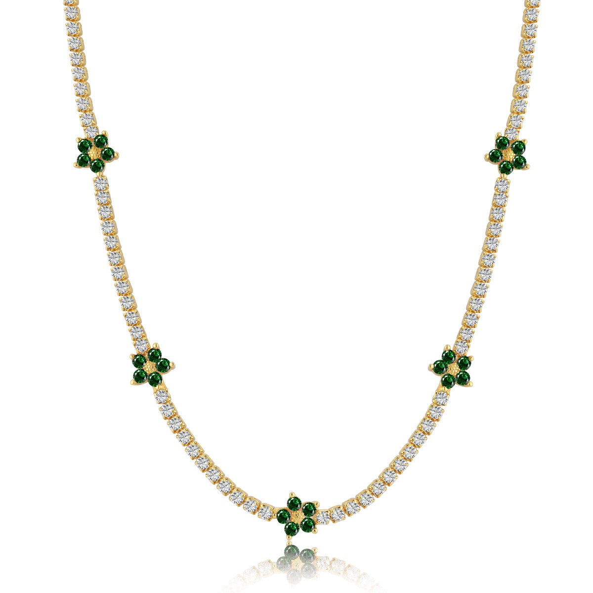 [Amore]Luxurious Colorful Flower Tennis Necklace