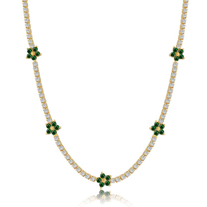 [Amore]Luxurious Colorful Flower Tennis Necklace