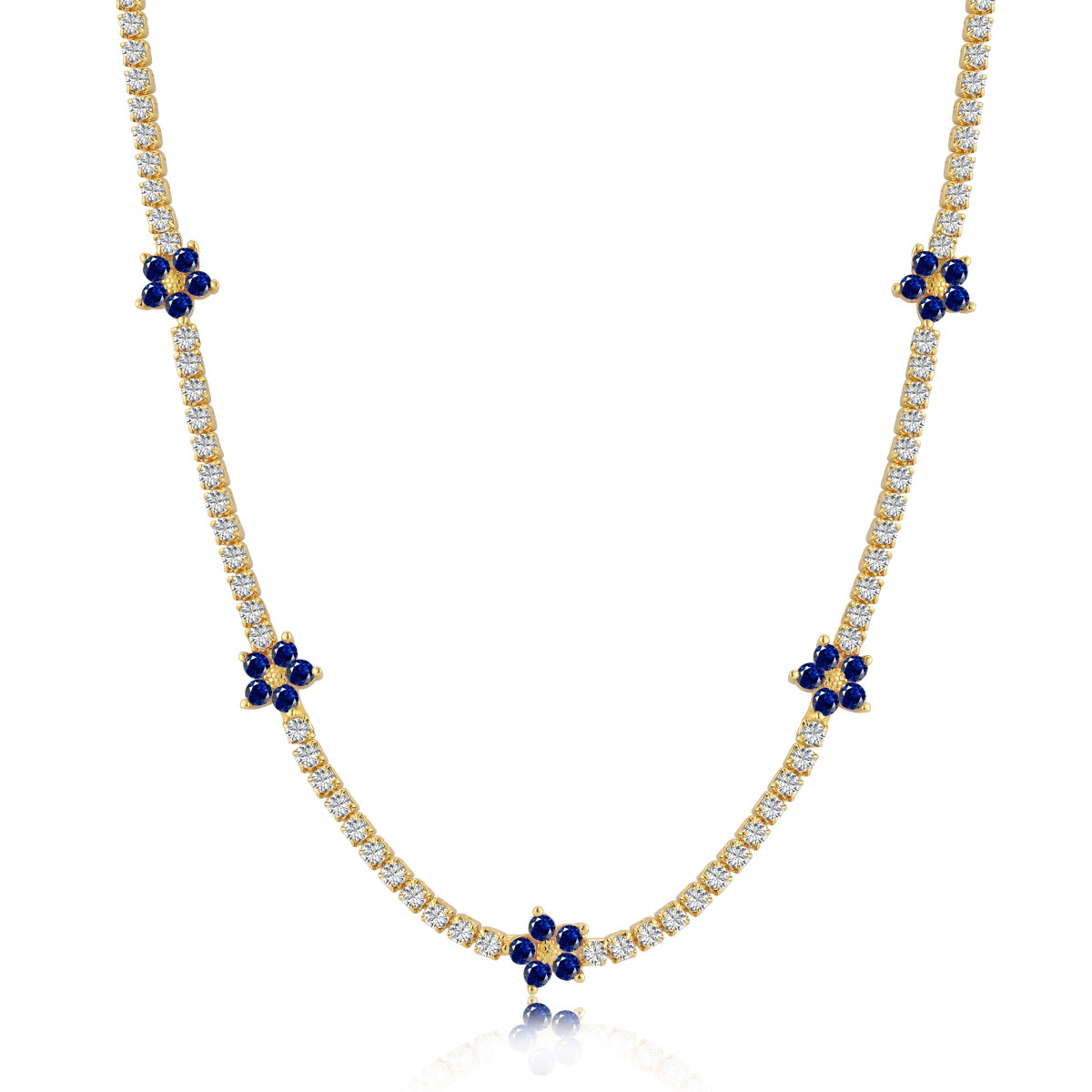 [Amore]Luxurious Colorful Flower Tennis Necklace