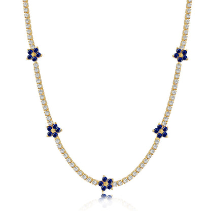 [Amore]Luxurious Colorful Flower Tennis Necklace