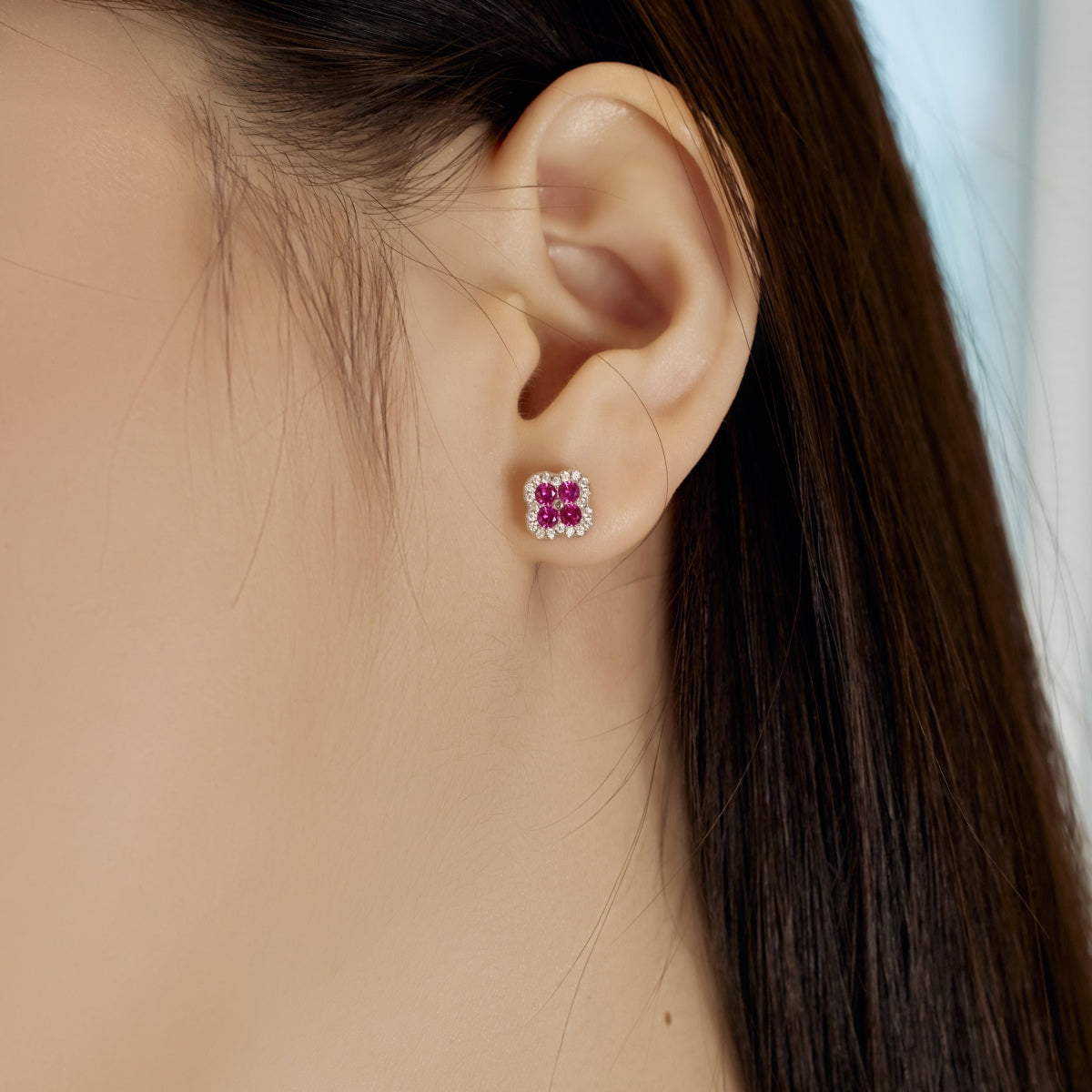 [Amore]Four-Leaf Clover Flower Shaped Earrings