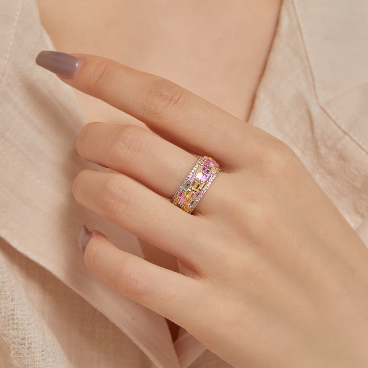 [Amore]Radiant Colorful Radiant Cut Daily Ring