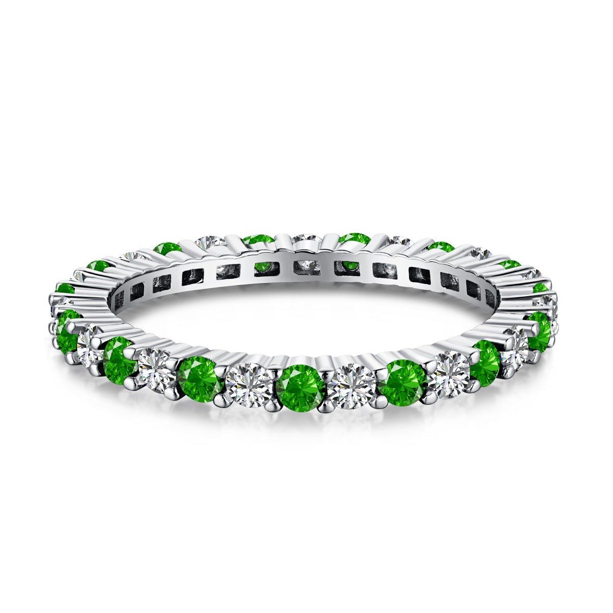 [Amore]Exquisite Colorful Round Cut Tennis Ring