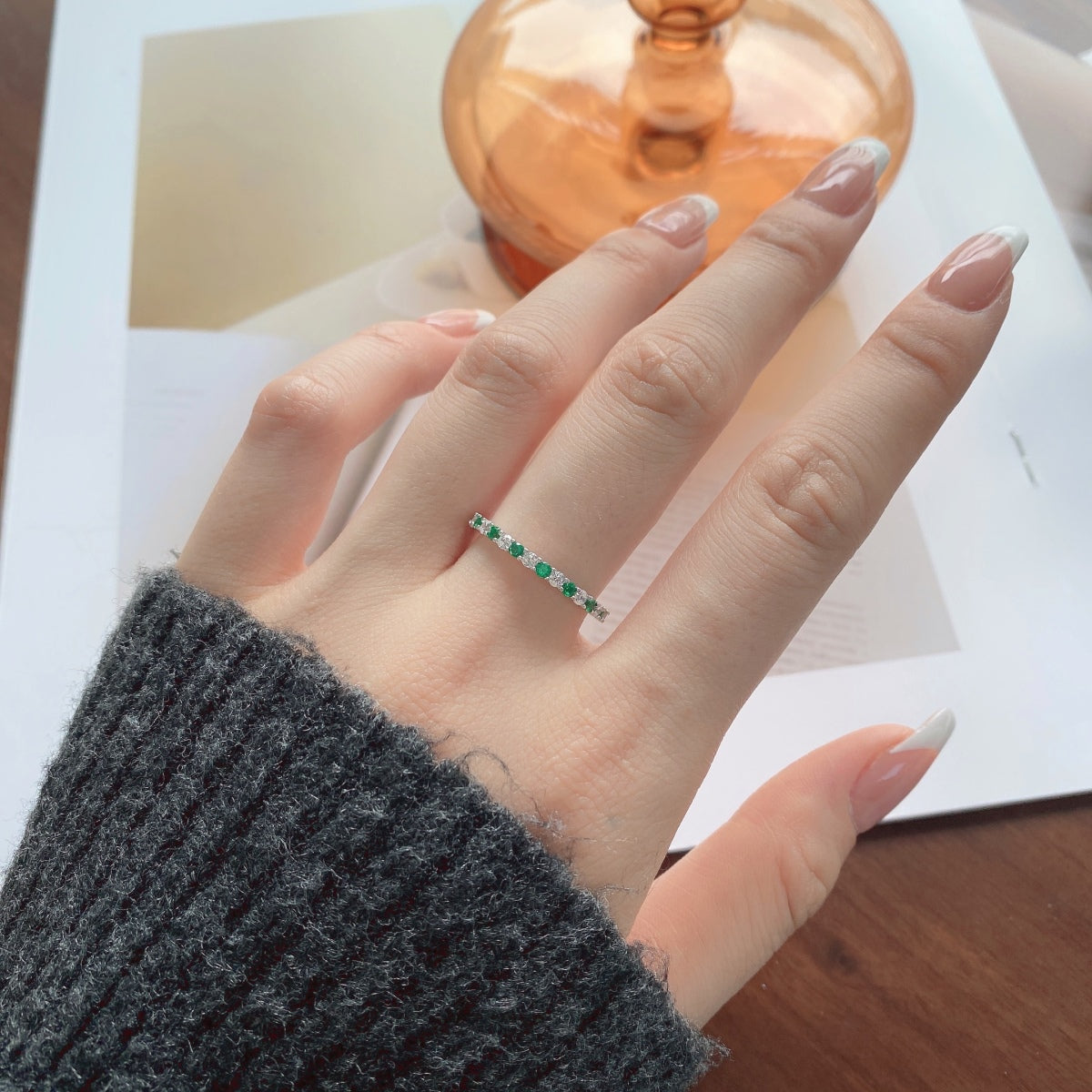 [Amore]Exquisite Colorful Round Cut Tennis Ring