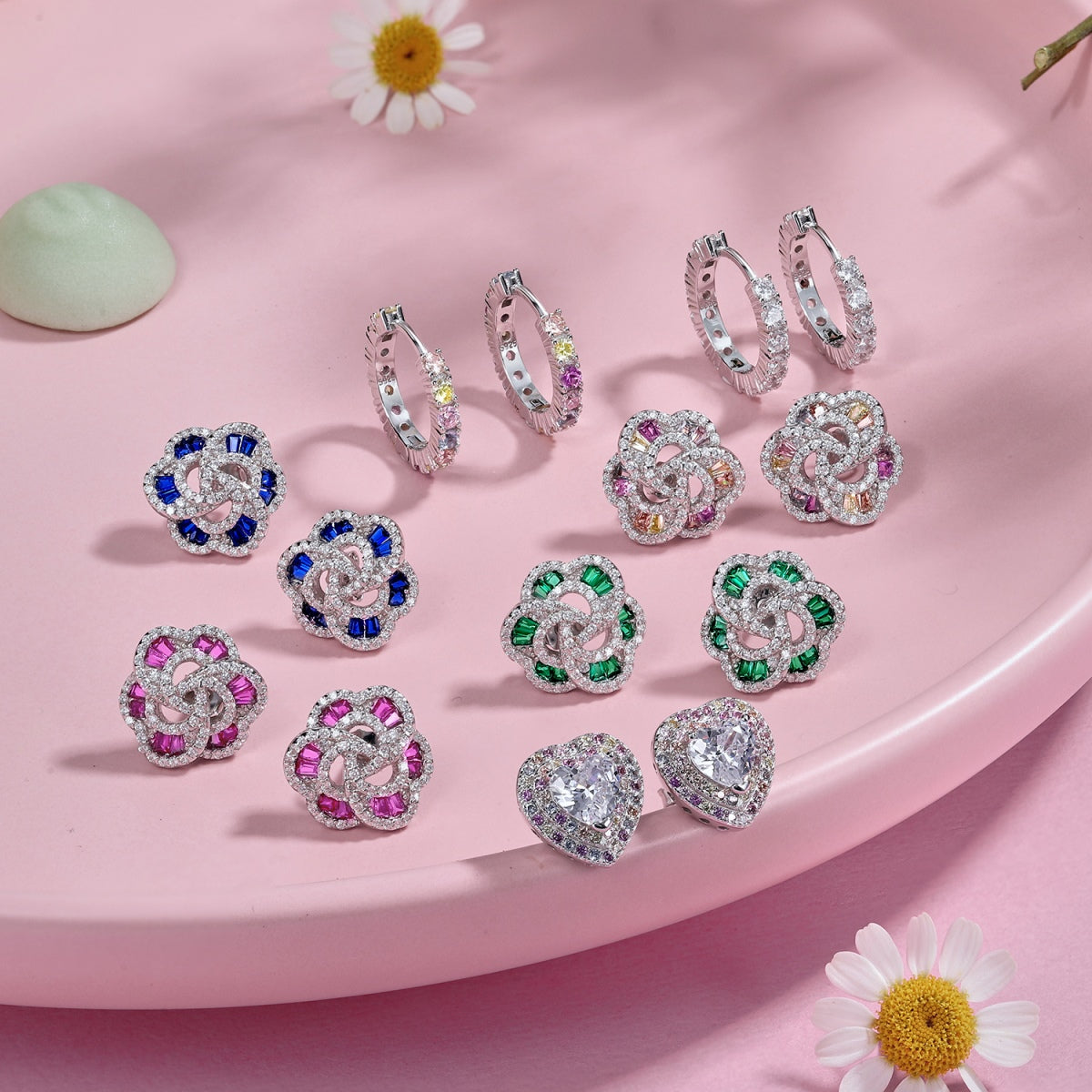[Amore]Dazzling Heart Shape Lover Earrings