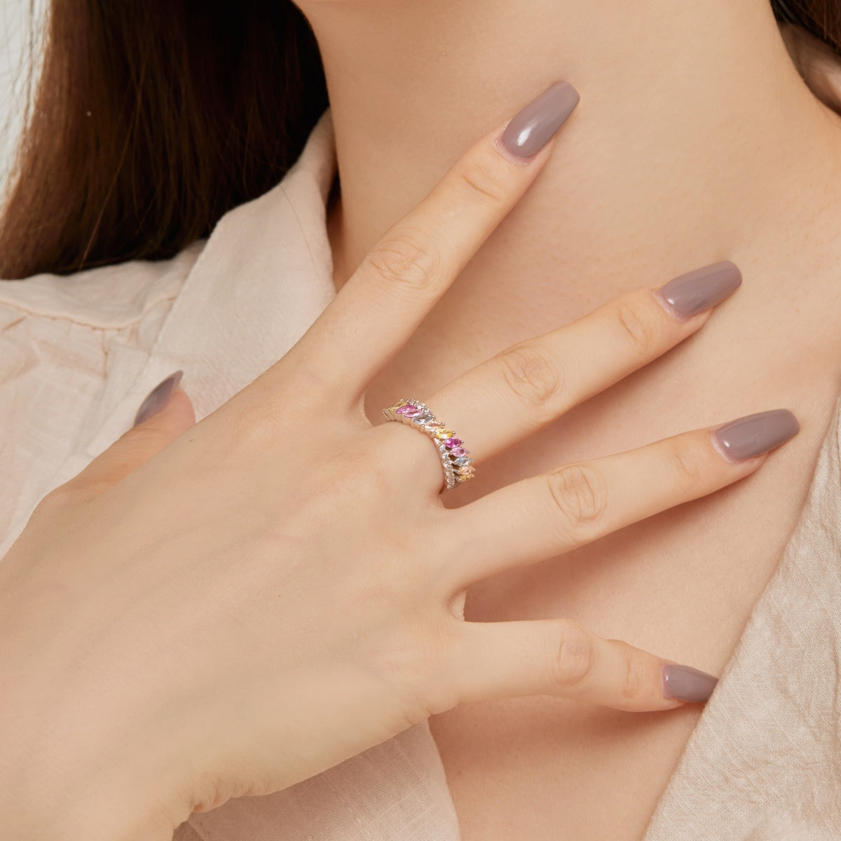 [Amore]Unique Colorful Marquise Cut Daily Ring