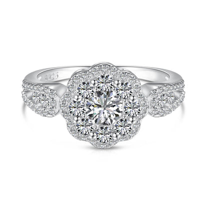 [Amore]Delicate Colorful Round Cut Flower Shape Wedding Ring