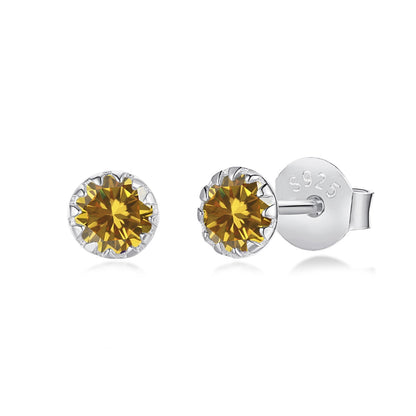 [Amore]Sparkling Colorful Round Shape Earrings