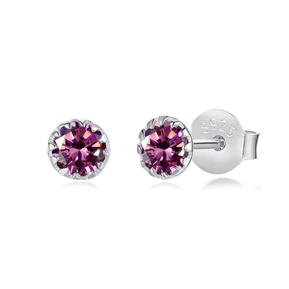[Amore]Sparkling Colorful Round Shape Earrings