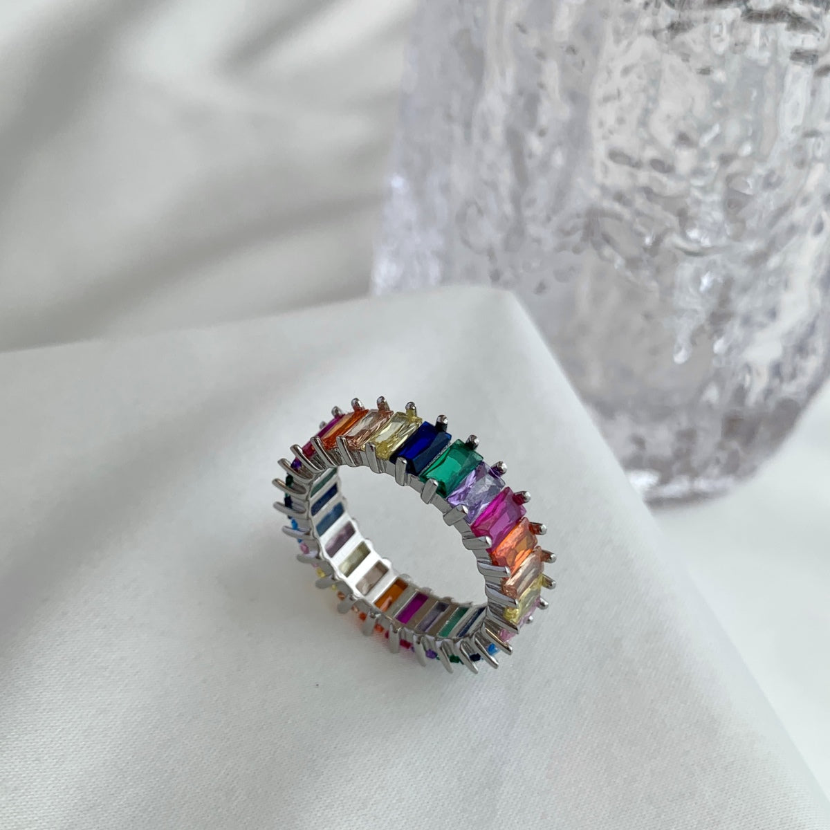 [Amore]Unique Colorful Radiant Cut RIng