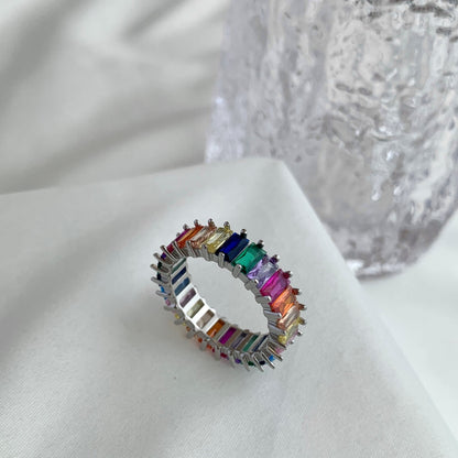 [Amore]Unique Colorful Radiant Cut RIng