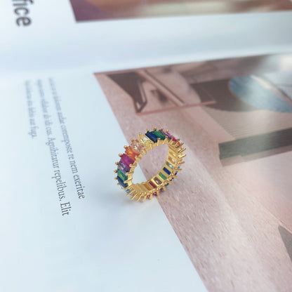 [Amore]Unique Colorful Radiant Cut RIng