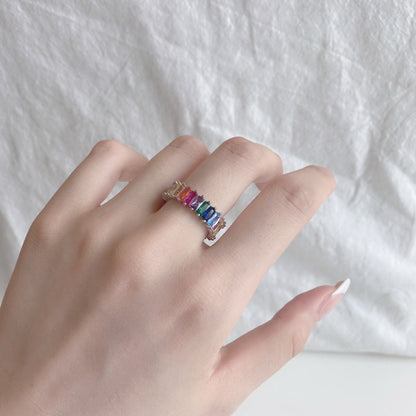 [Amore]Unique Colorful Radiant Cut RIng