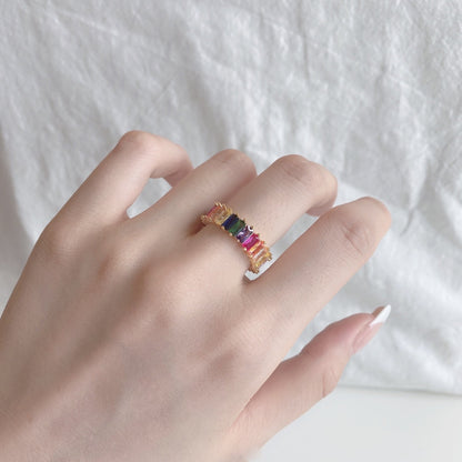 [Amore]Unique Colorful Radiant Cut RIng