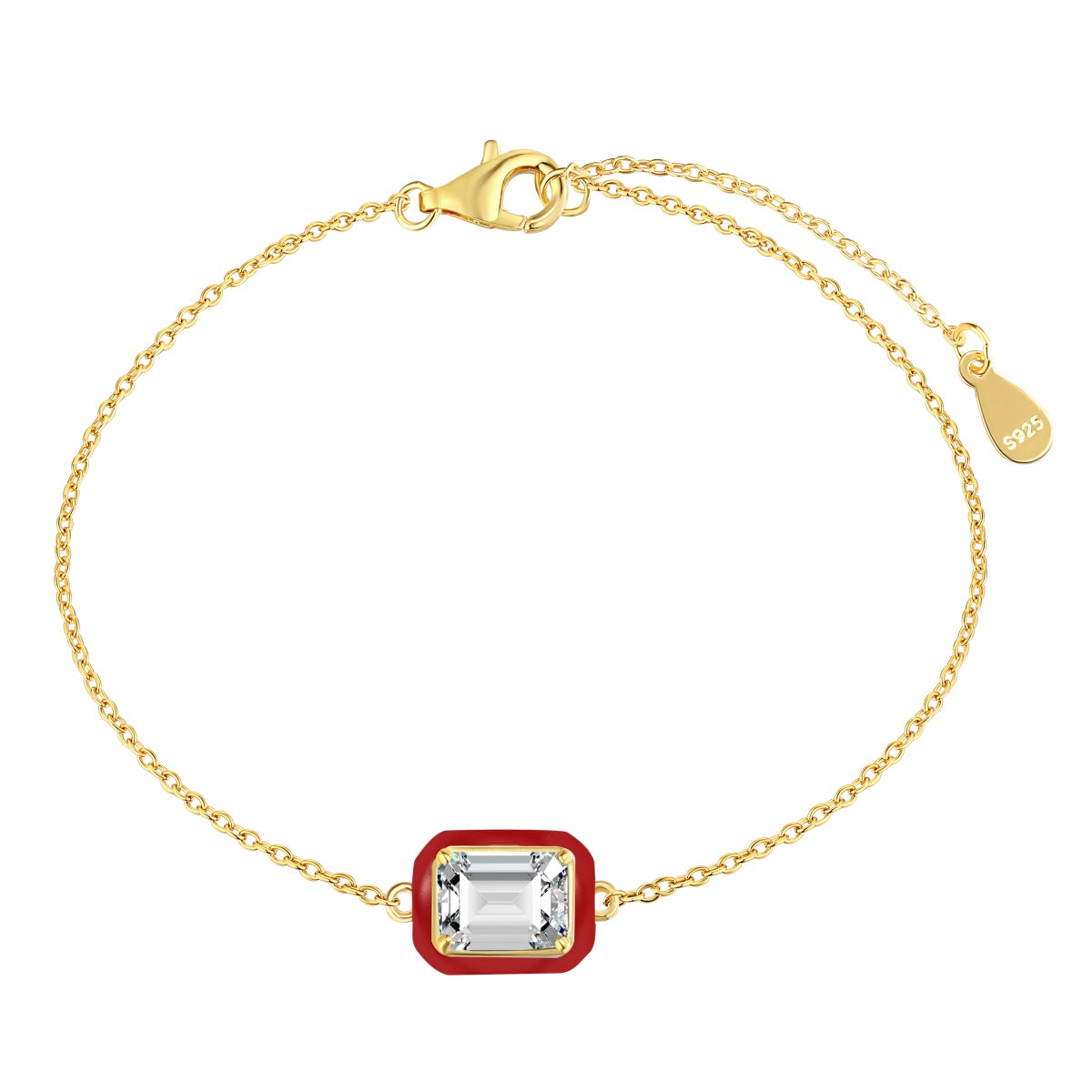 [Amore]2.0 Carat Sparkling Colorful Emerald Cut Daily Bracelet