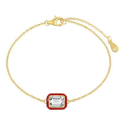 [Amore]2.0 Carat Sparkling Colorful Emerald Cut Daily Bracelet