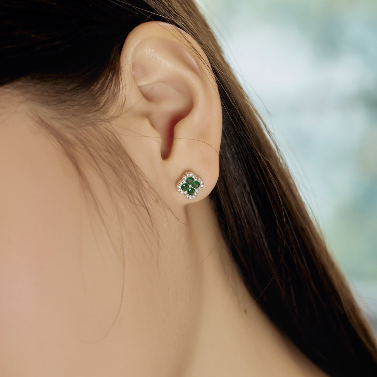 [Amore]Four-Leaf Clover Flower Shaped Earrings