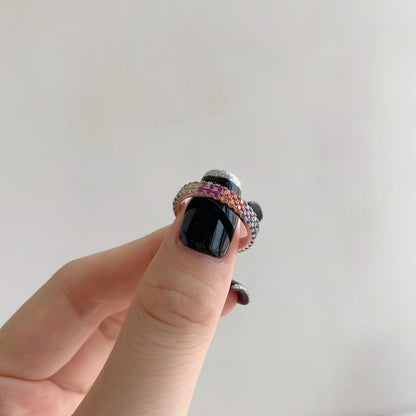 [Amore]Unique Colorful Round Cut Tennis Ring