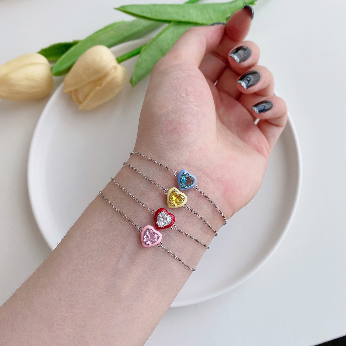 [Amore]Sparkling Romantic Heart Shape Lover Bracelet