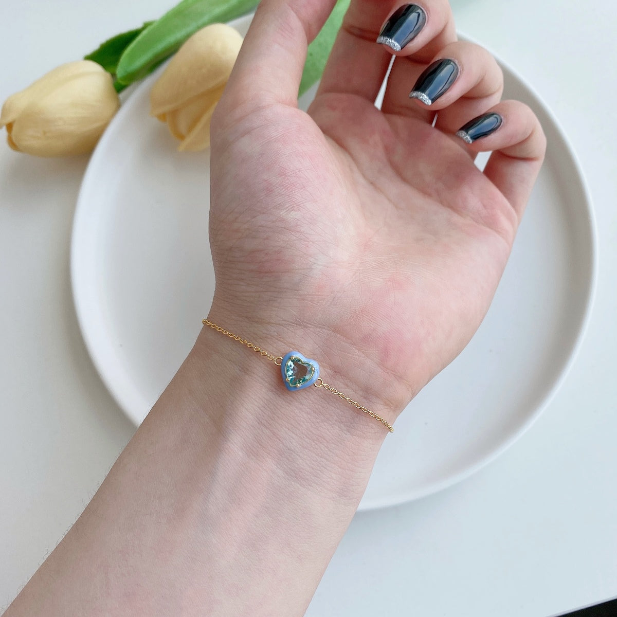 [Amore]Sparkling Romantic Heart Shape Lover Bracelet