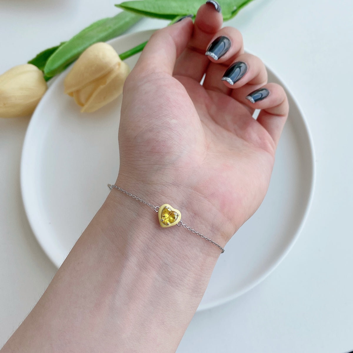 [Amore]Sparkling Romantic Heart Shape Lover Bracelet