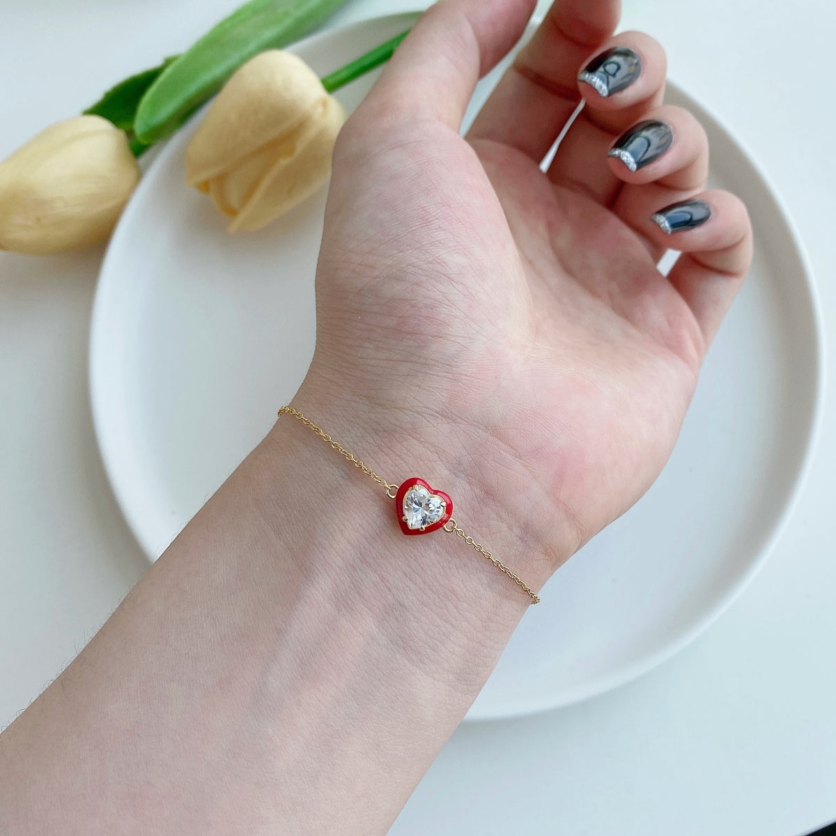 [Amore]Sparkling Romantic Heart Shape Lover Bracelet