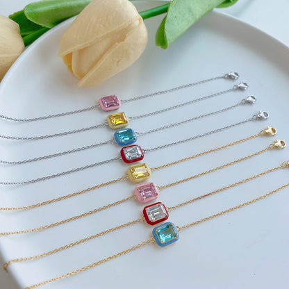 [Amore]2.0 Carat Sparkling Colorful Emerald Cut Daily Bracelet